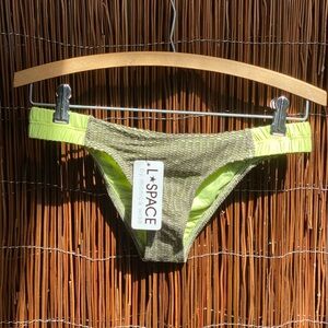 L*Space Neon and black mesh bikini bottom